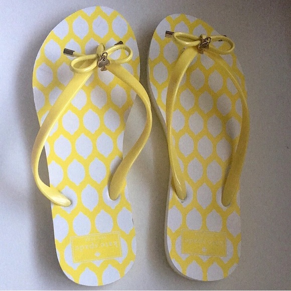 kate spade Shoes - Kate Spade Nadine Lemon Yellow Bow Rubber Thong Flip Flop Sandals sz 9-10